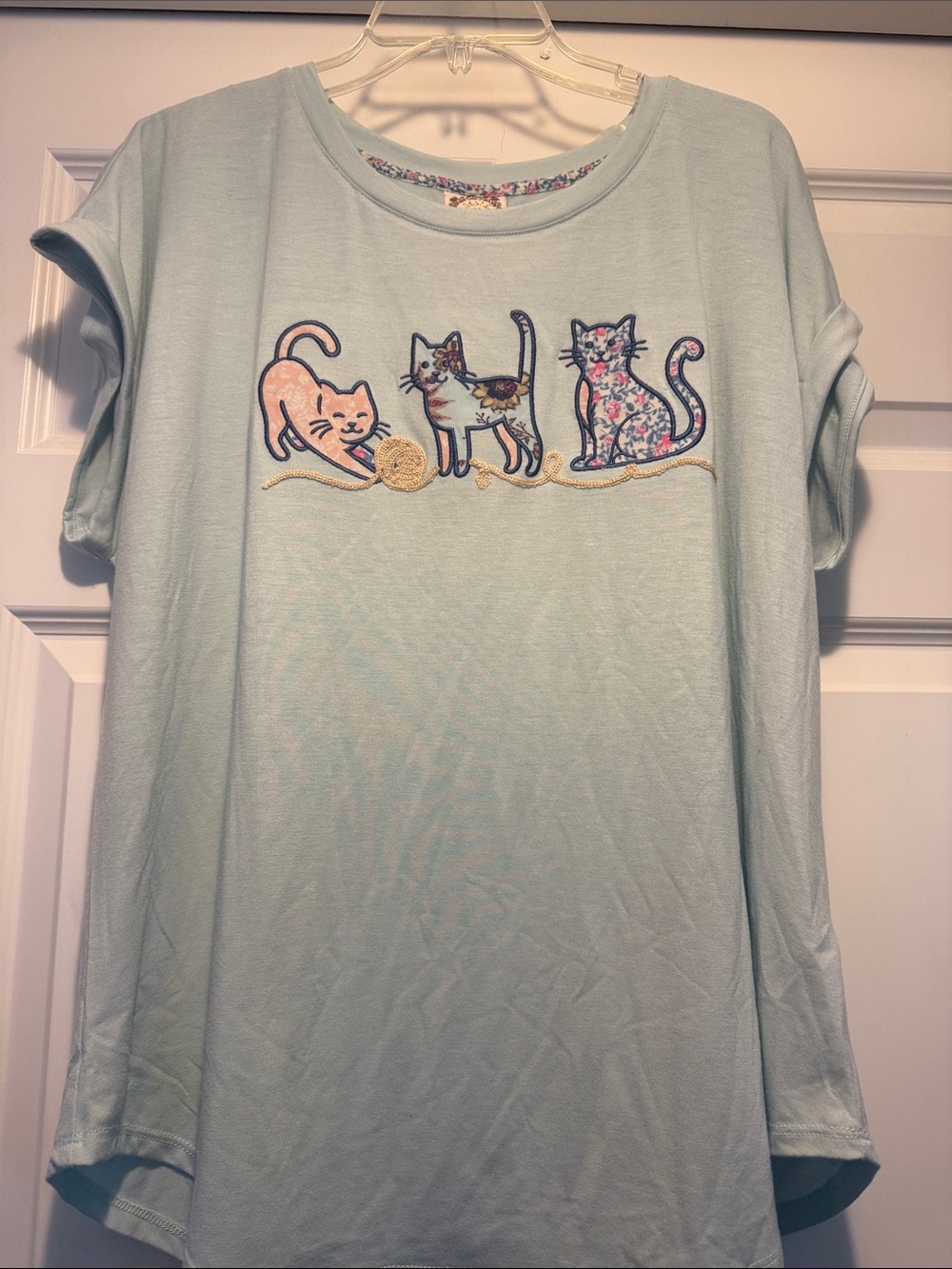 Women’s Light Mint Cat Graphic T-Shirt - Cute Cats Design Size 2X NWT …soft!